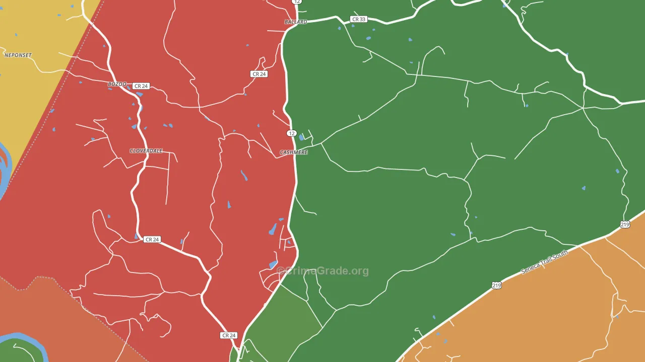 Cashmere, WV Map of Assault Rates
