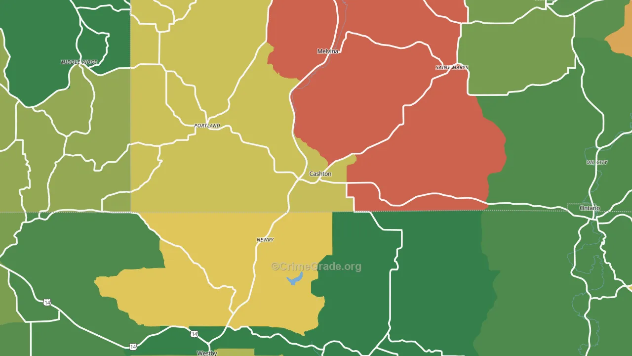 Cashton, WI Map of Assault Rates