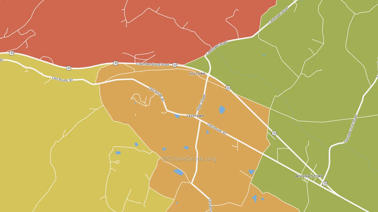 Cashtown, PA Map of Assault Rates