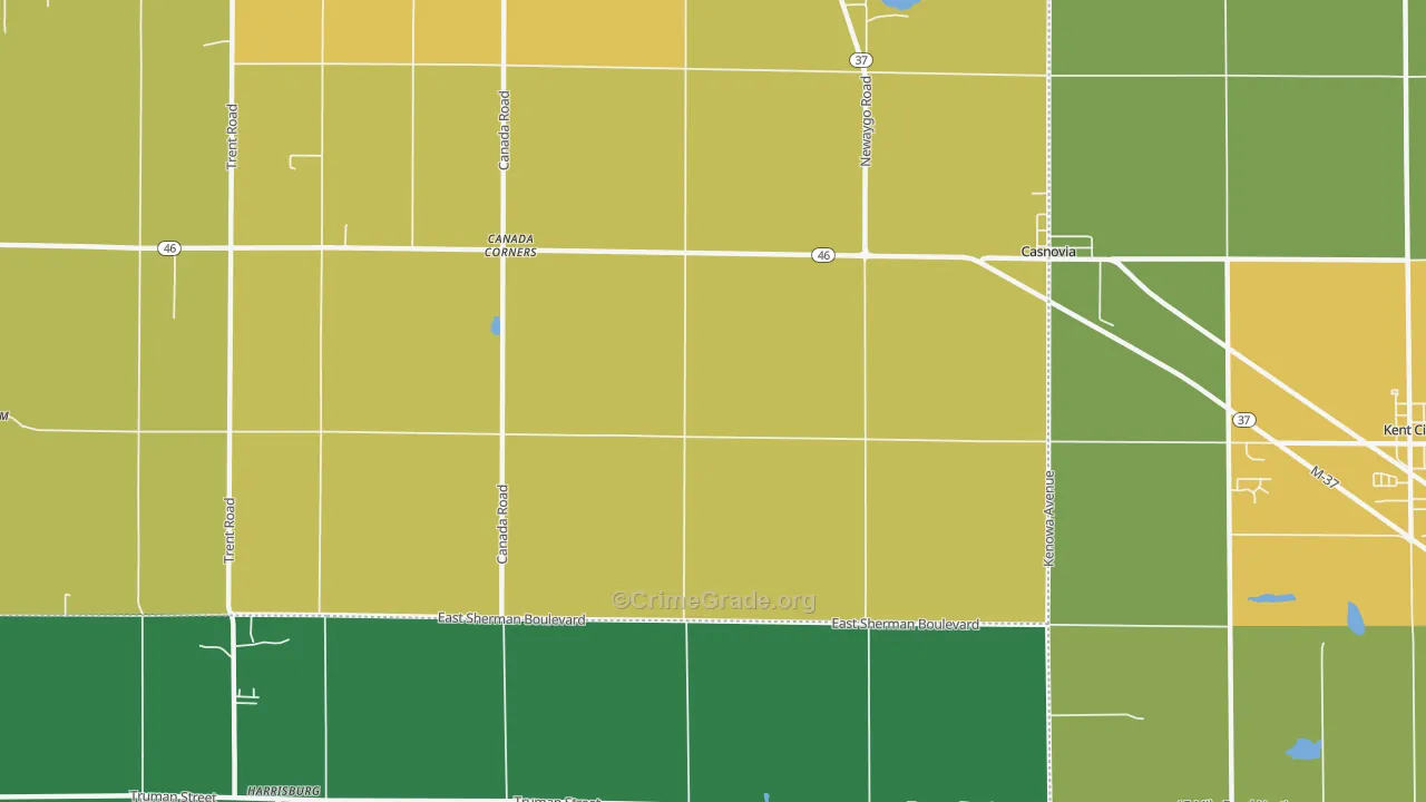 Casnovia, MI Map of Assault Rates