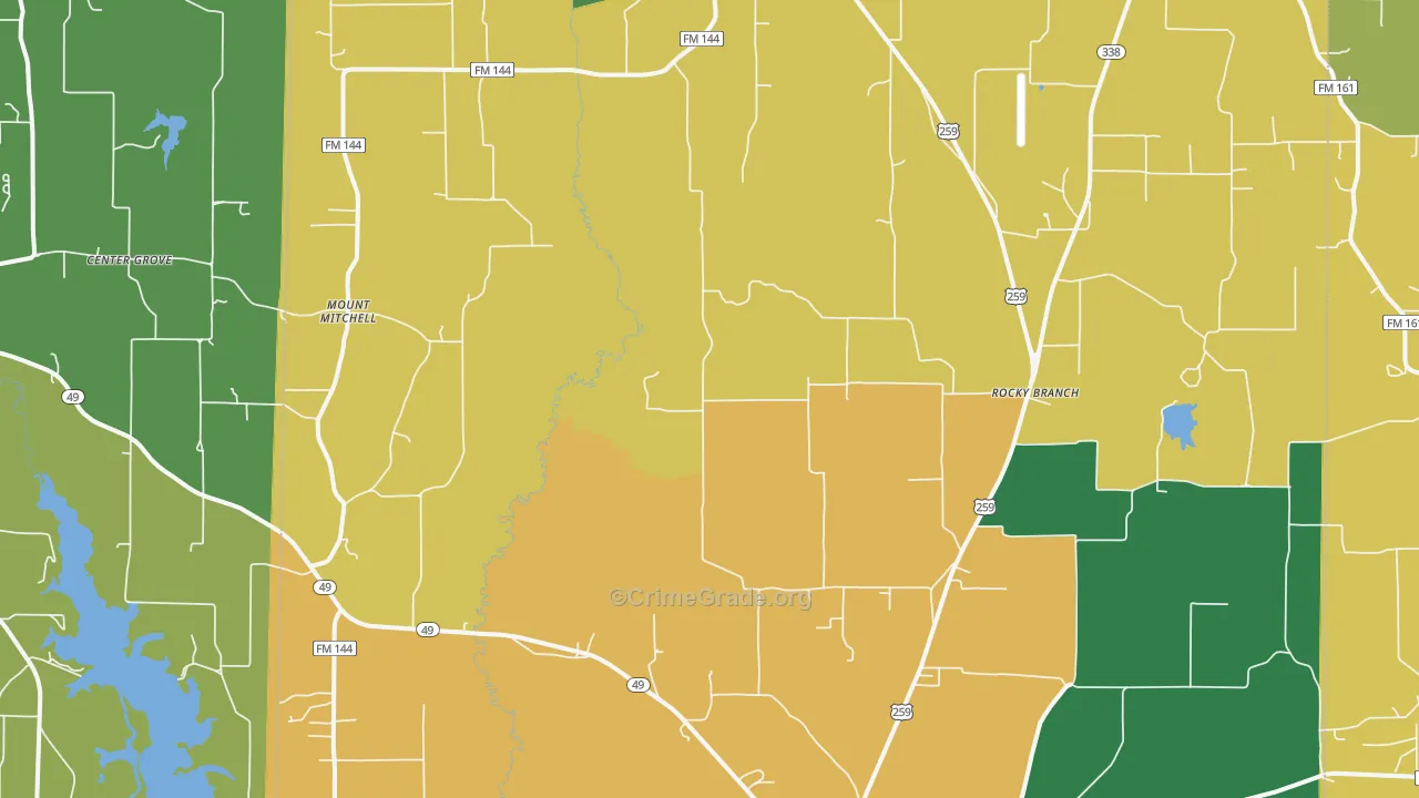 Cason, TX Map of Assault Rates