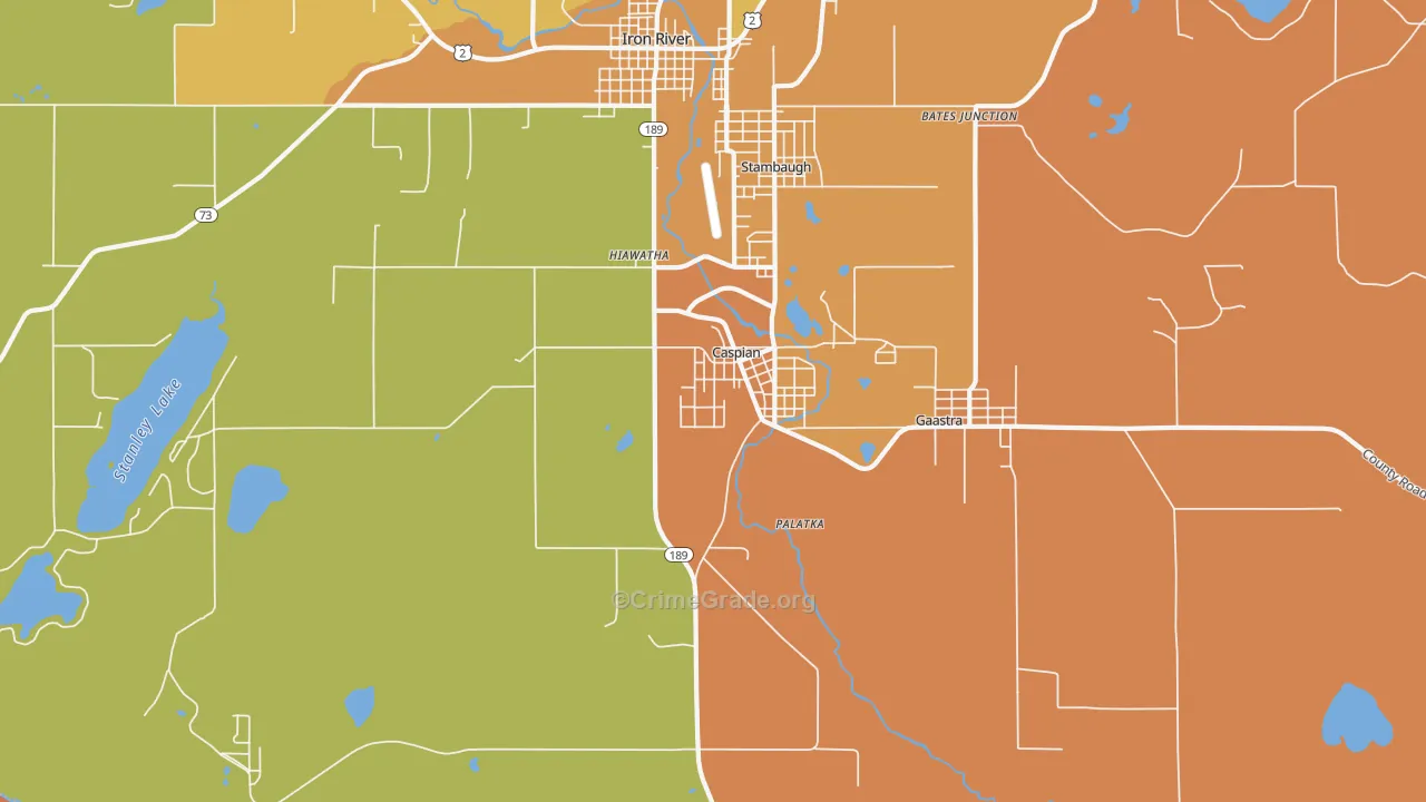 Caspian, MI Map of Assault Rates