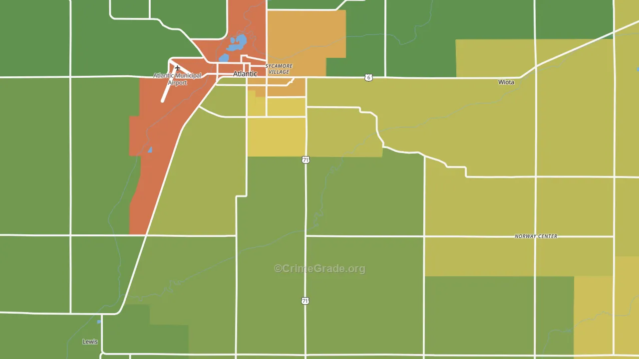 Cass County, IA Map of Assault Rates