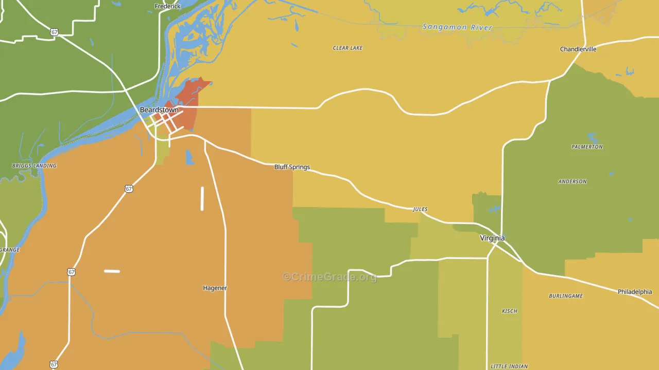 Cass County, IL Map of Assault Rates