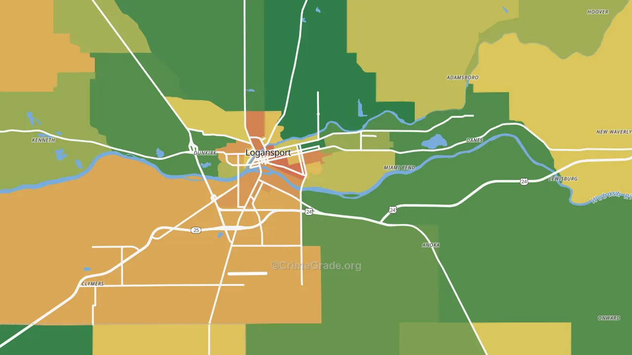 Cass County, IN Map of Assault Rates