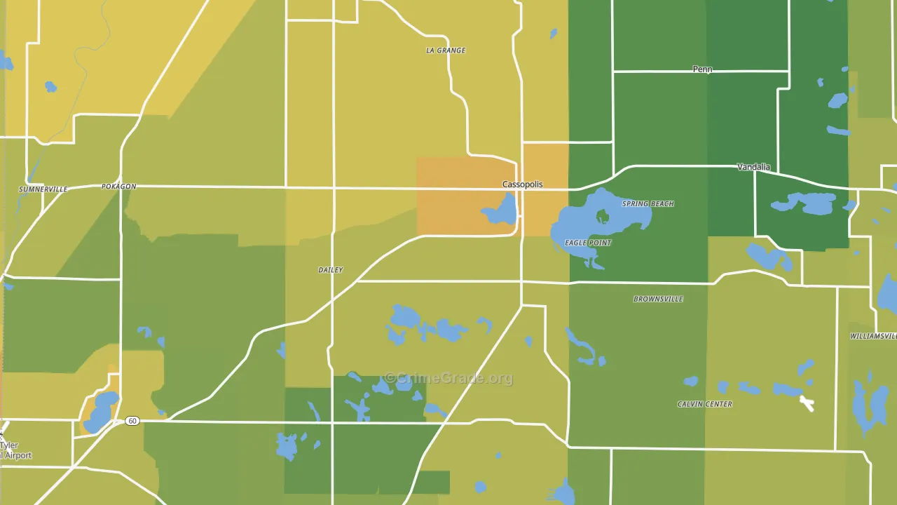 Cass County, MI Map of Assault Rates