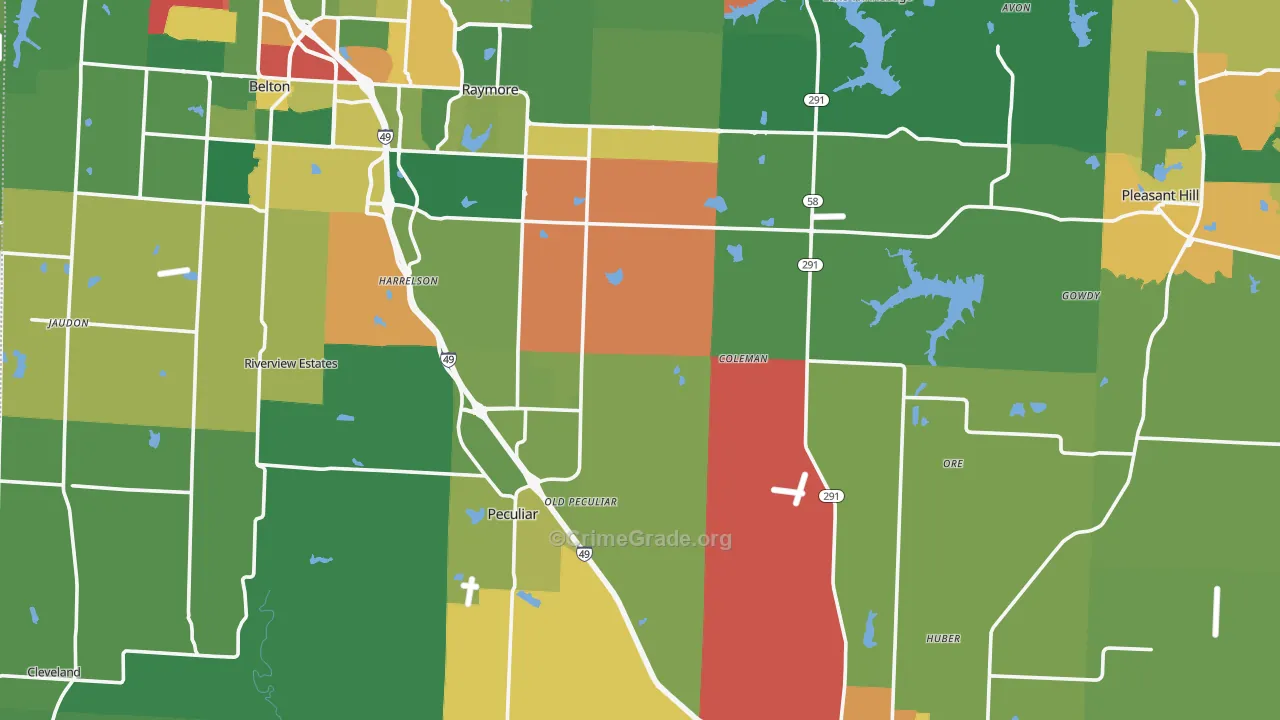 Cass County, MO Map of Assault Rates