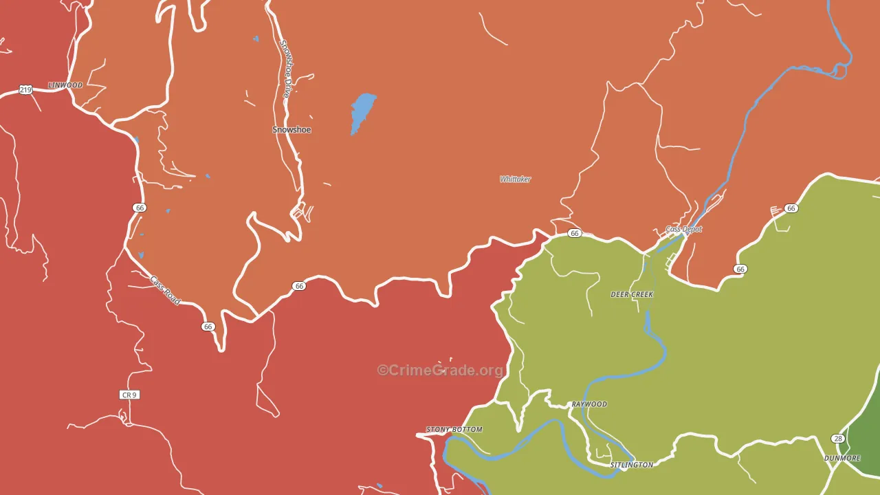 Cass, WV Map of Assault Rates