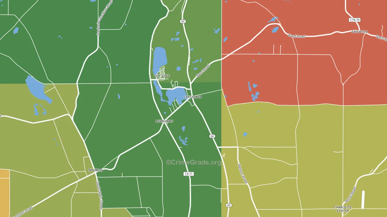 Cassadaga, NY Map of Assault Rates