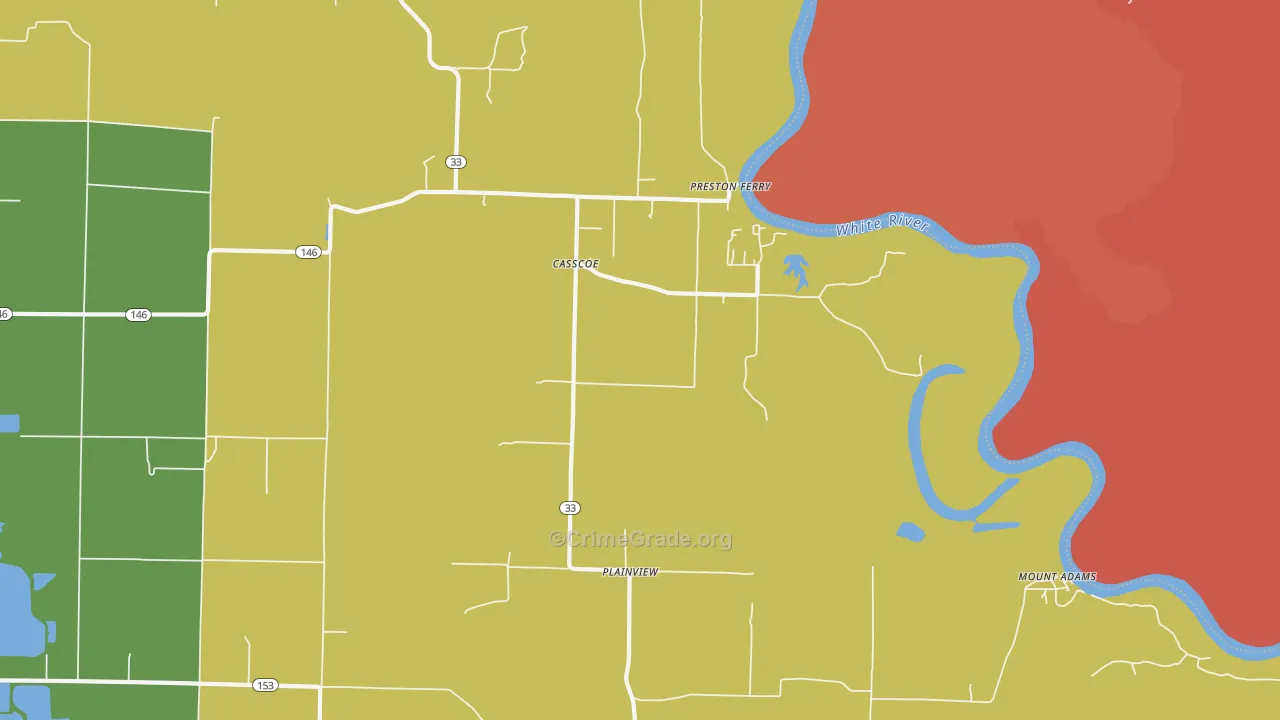 Casscoe, AR Map of Assault Rates