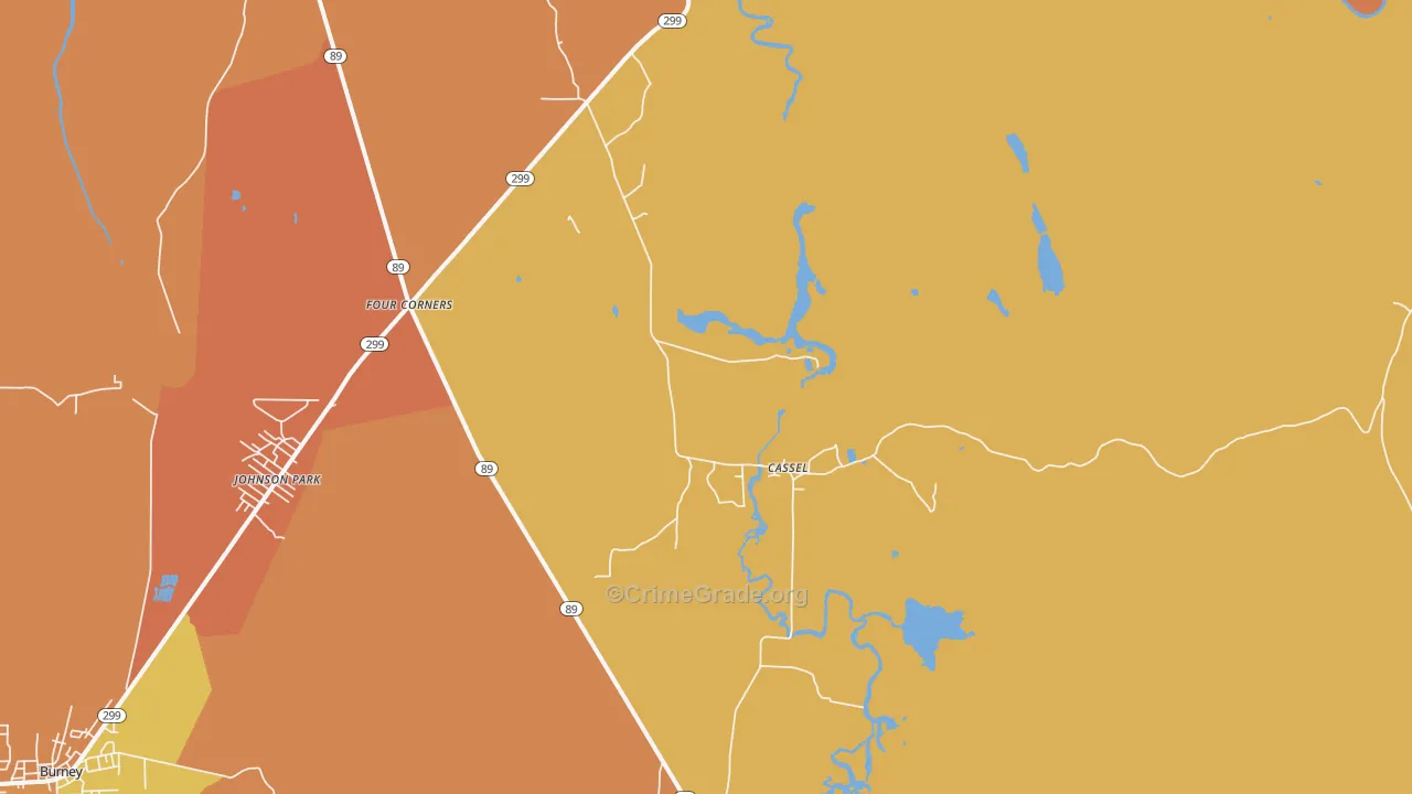Cassel, CA Map of Assault Rates