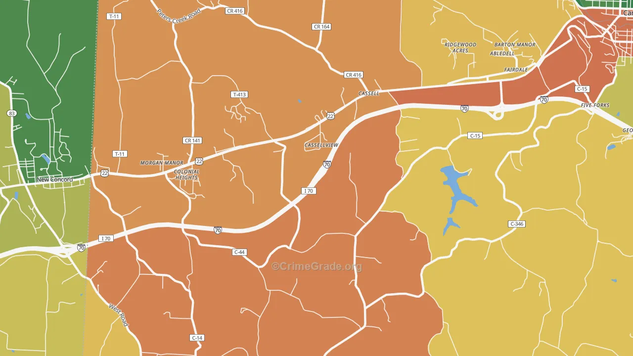 Cassell, OH Map of Assault Rates