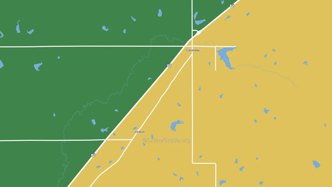 Cassoday, KS Map of Assault Rates