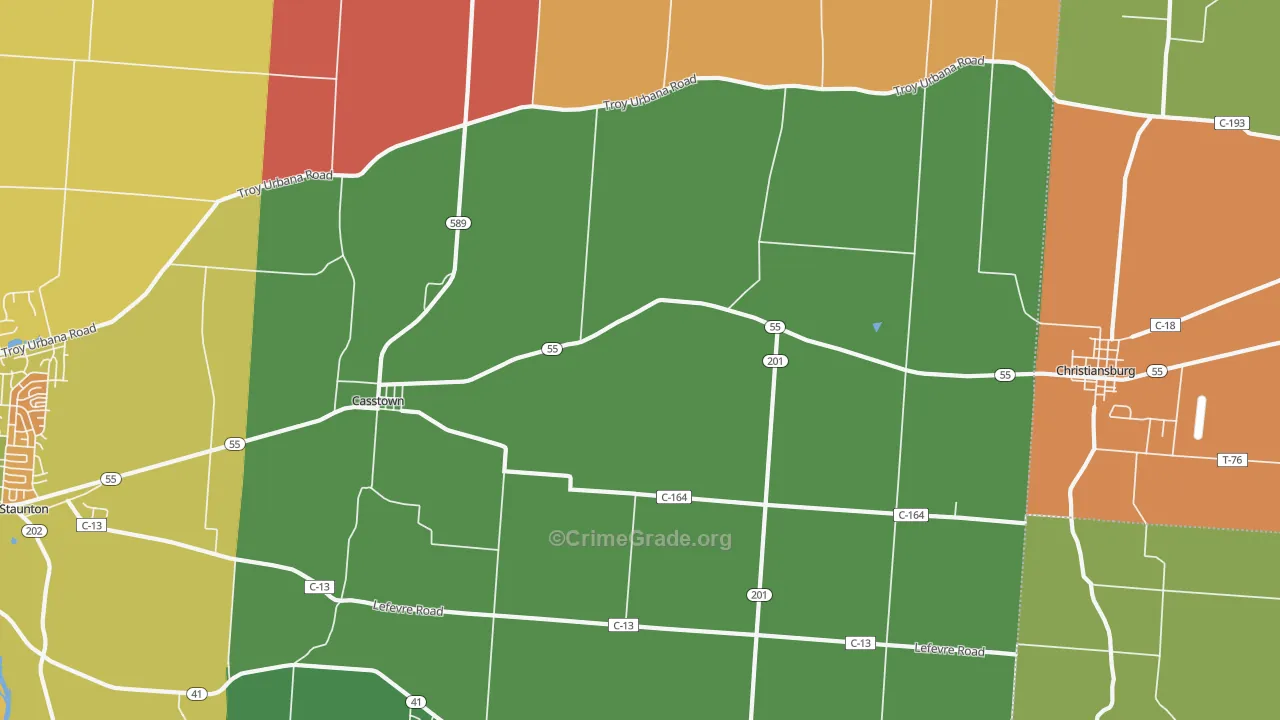 Casstown, OH Map of Assault Rates