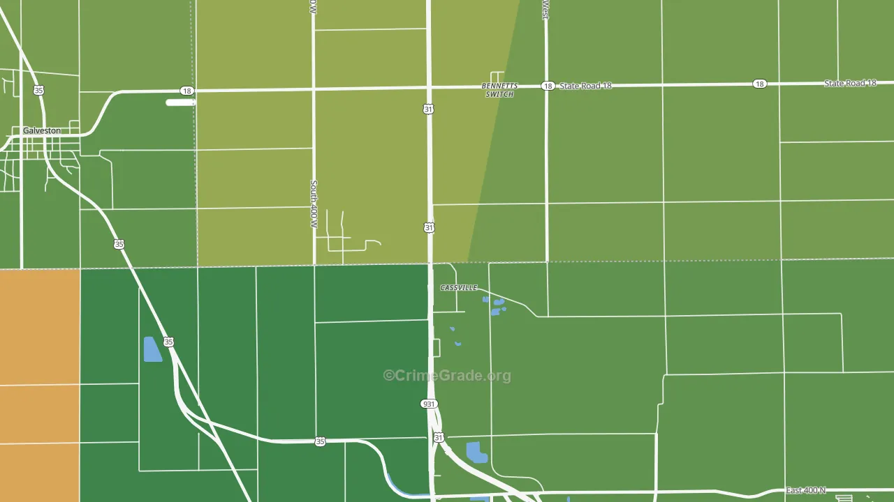 Cassville, IN Map of Assault Rates