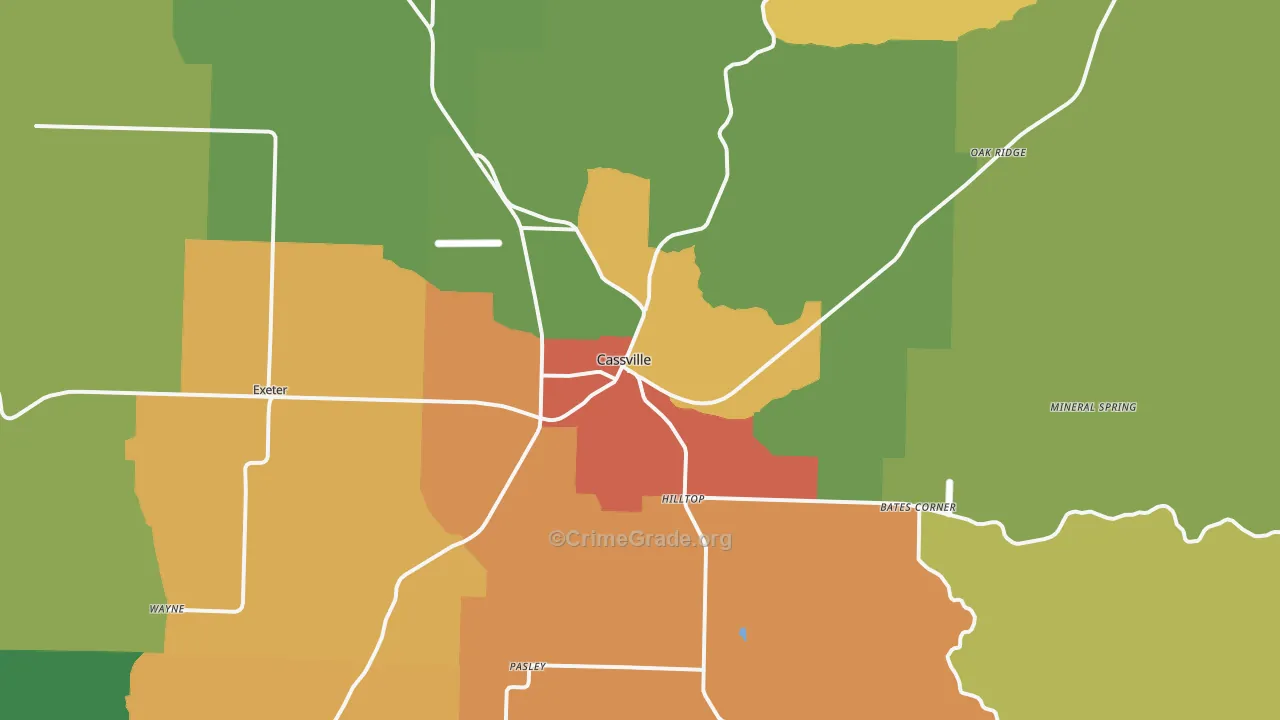 Cassville, MO Map of Assault Rates