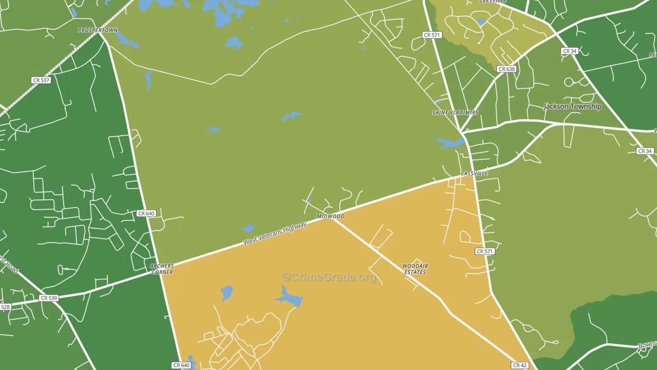 Cassville, NJ Map of Assault Rates