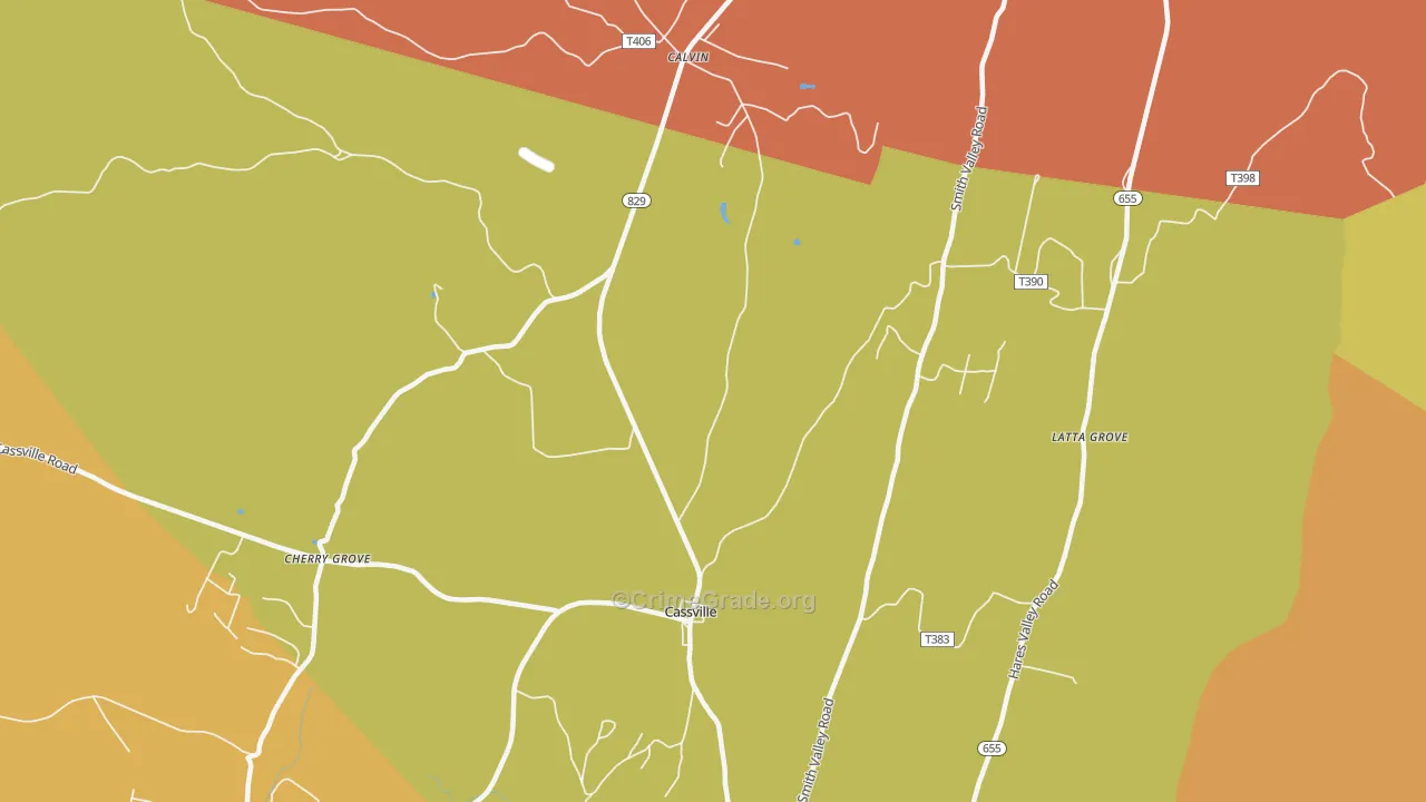 Cassville, PA Map of Assault Rates
