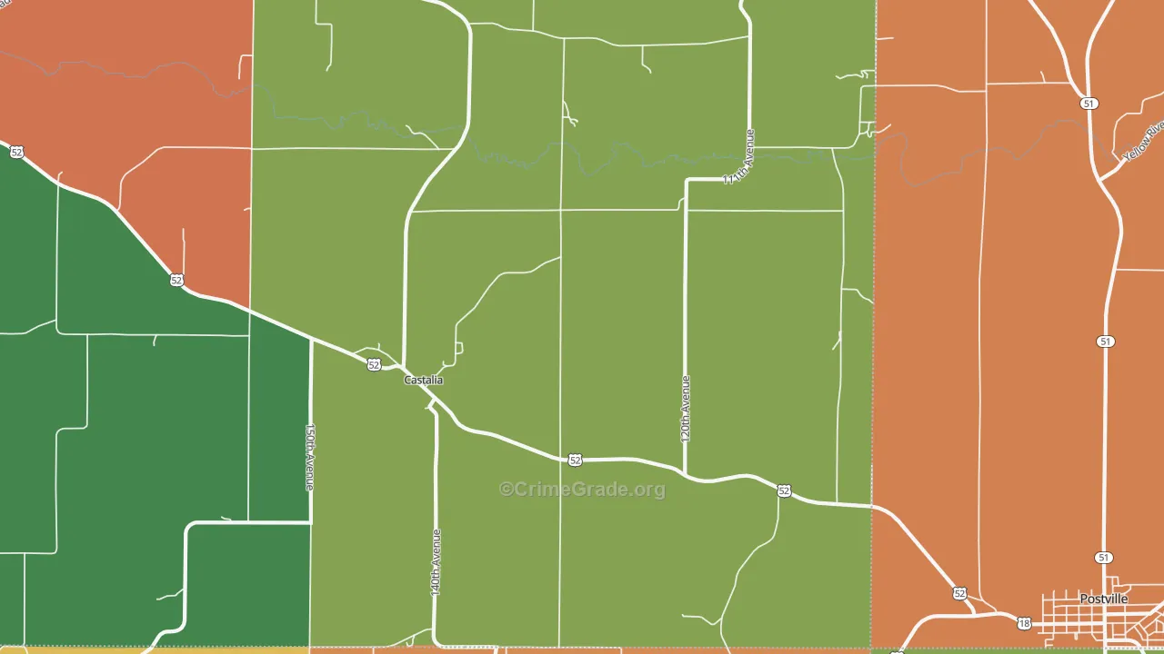 Castalia, IA Map of Assault Rates