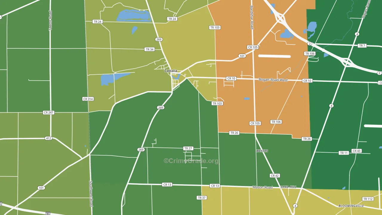 Castalia, OH Map of Assault Rates