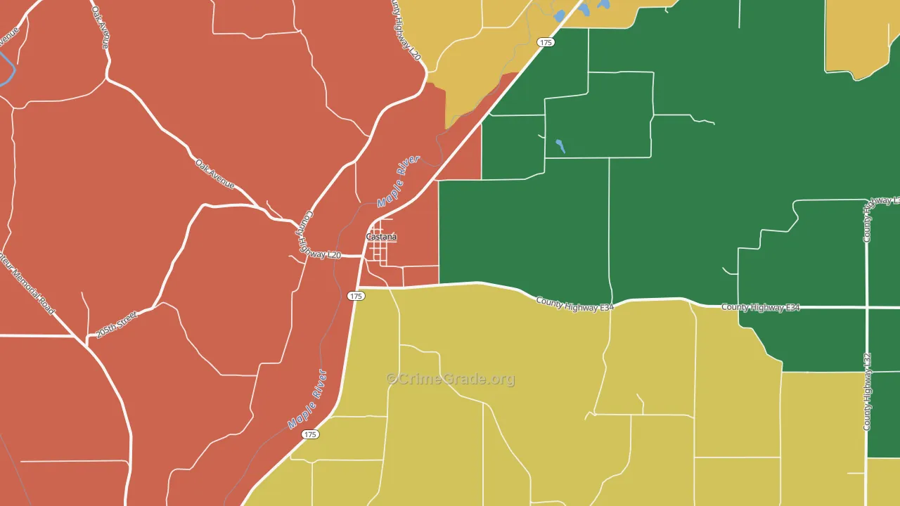 Castana, IA Map of Assault Rates