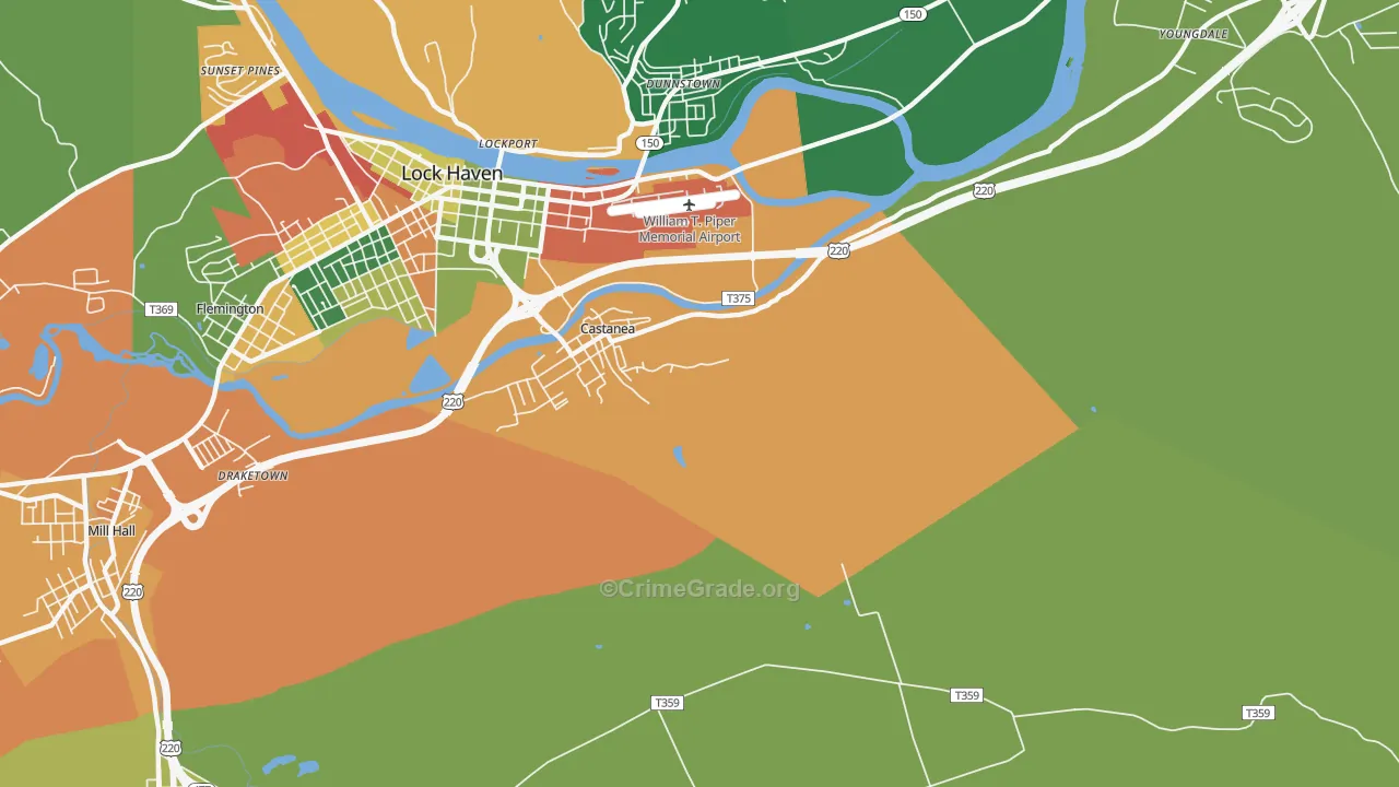 Castanea, PA Map of Assault Rates
