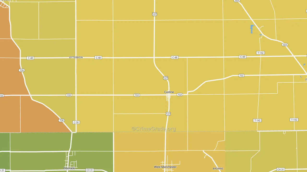 Castine, OH Map of Assault Rates