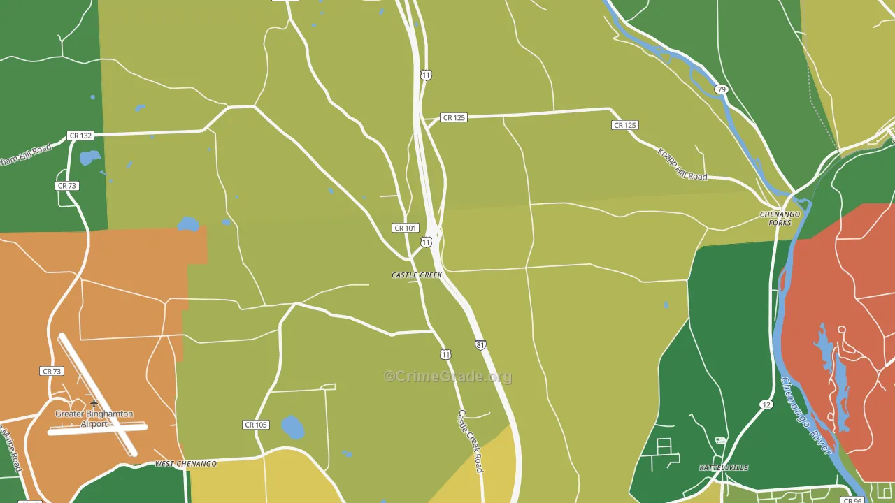 Castle Creek, NY Map of Assault Rates