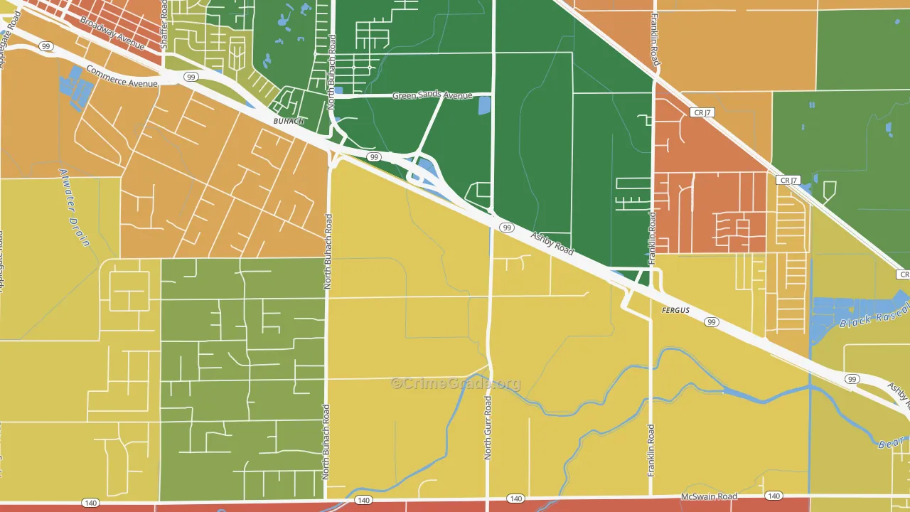 Castle Garden, CA Map of Assault Rates