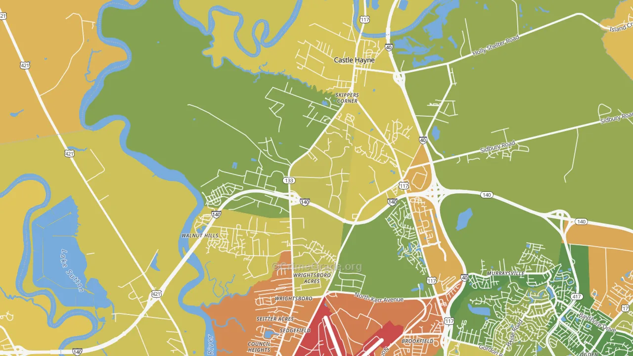 Castle Hayne, NC Map of Assault Rates