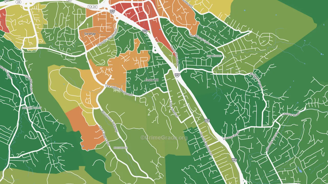 Castle Hill, CA Map of Assault Rates
