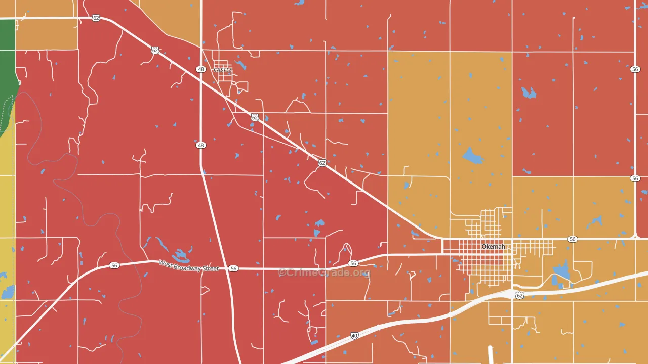Castle, OK Map of Assault Rates