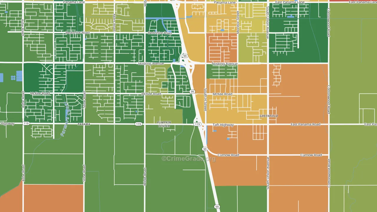 Castle Ranch, Bakersfield, CA Map of Assault Rates