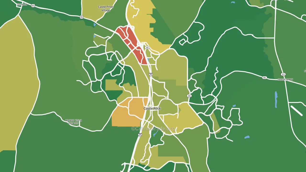 Castle Rock, CO Map of Assault Rates