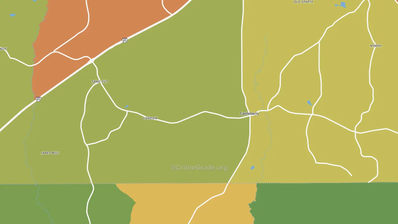 Castleberry, AL Map of Assault Rates