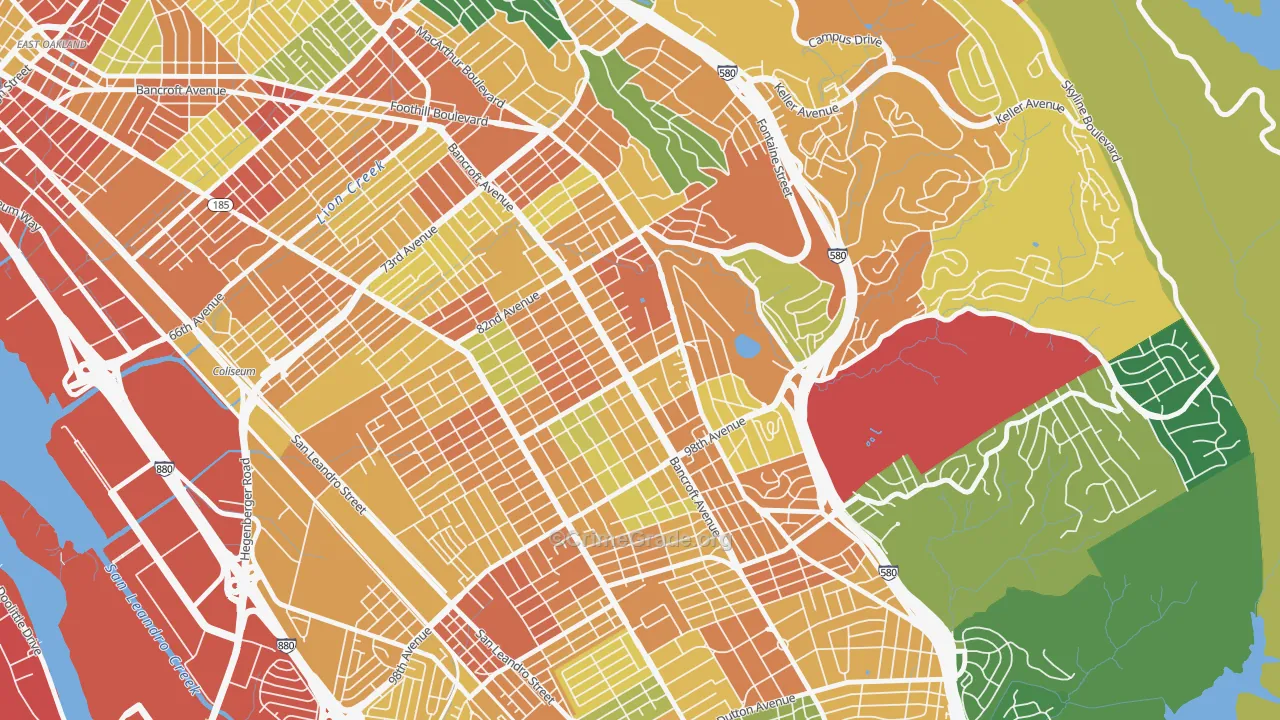 Castlemont, Oakland, CA Map of Assault Rates