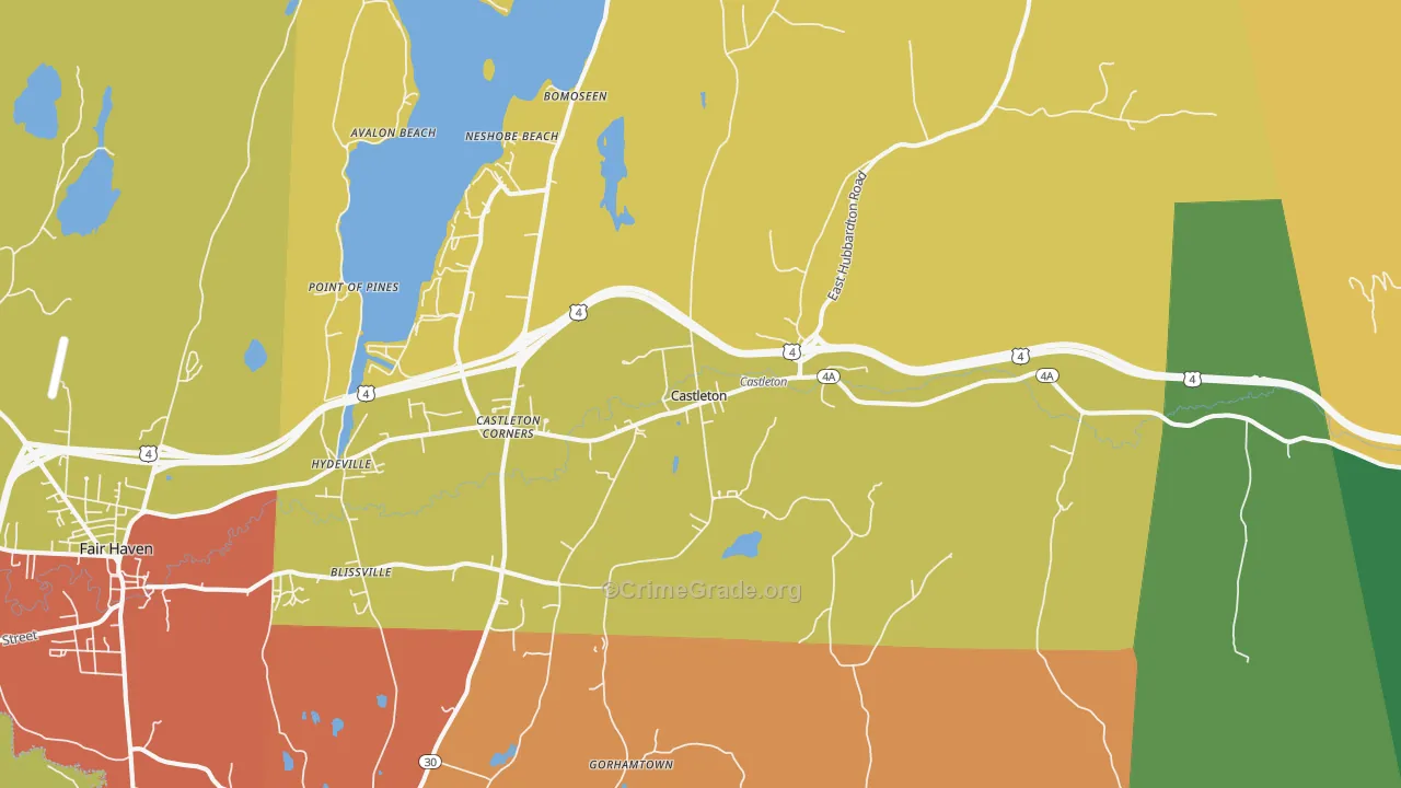 Castleton, VT Map of Assault Rates