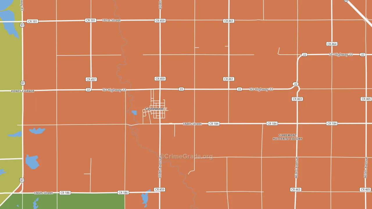 Castlewood, SD Map of Assault Rates