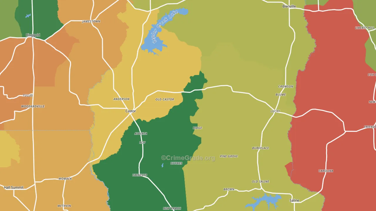 Castor, LA Map of Assault Rates