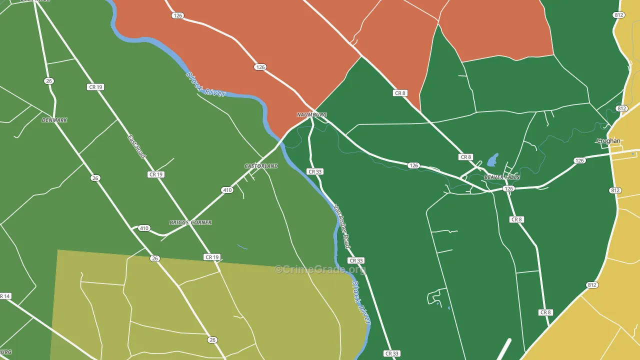 Castorland, NY Map of Assault Rates