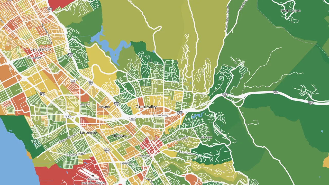 Castro Valley, CA Map of Assault Rates