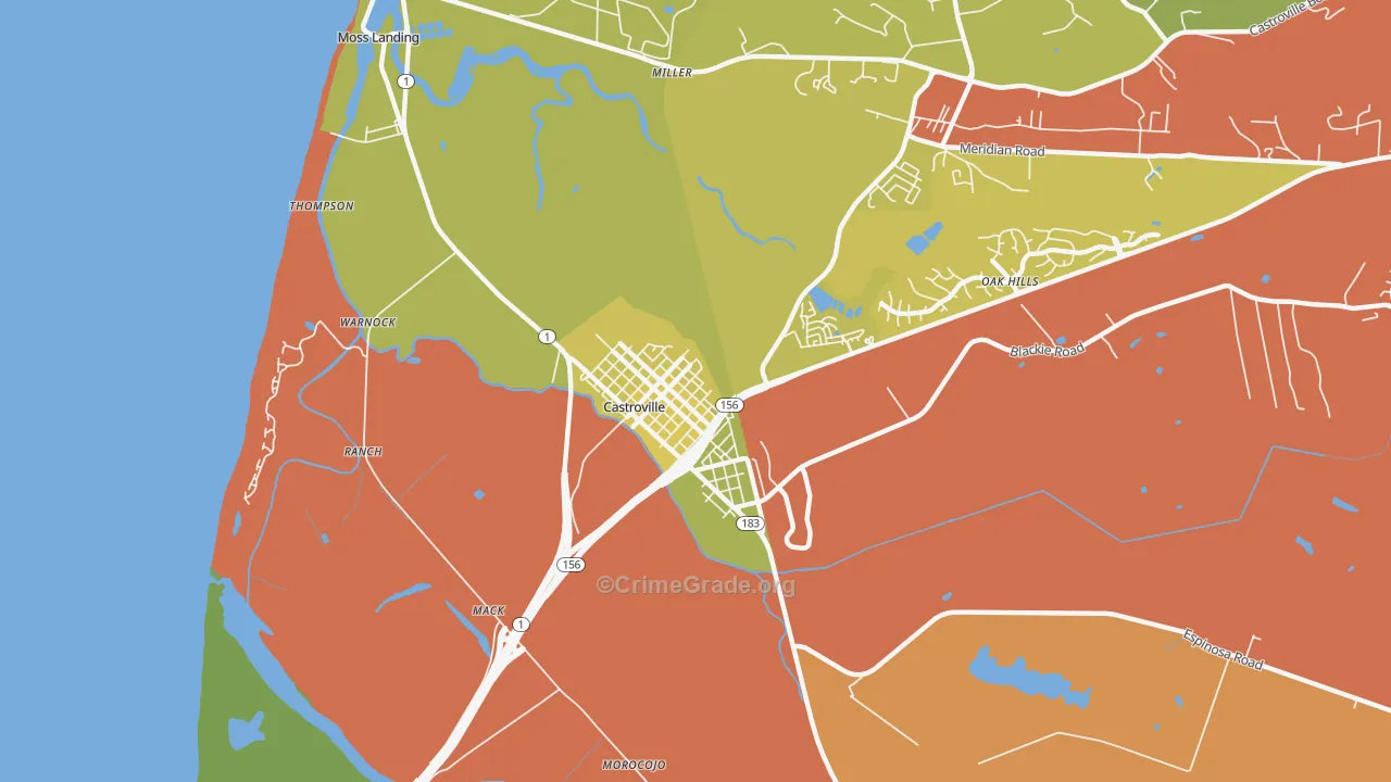 Castroville, CA Map of Assault Rates