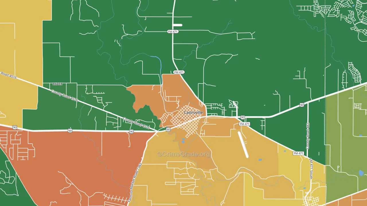 Castroville, TX Map of Assault Rates
