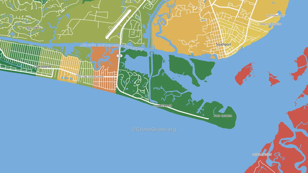 Caswell Beach, NC Map of Assault Rates