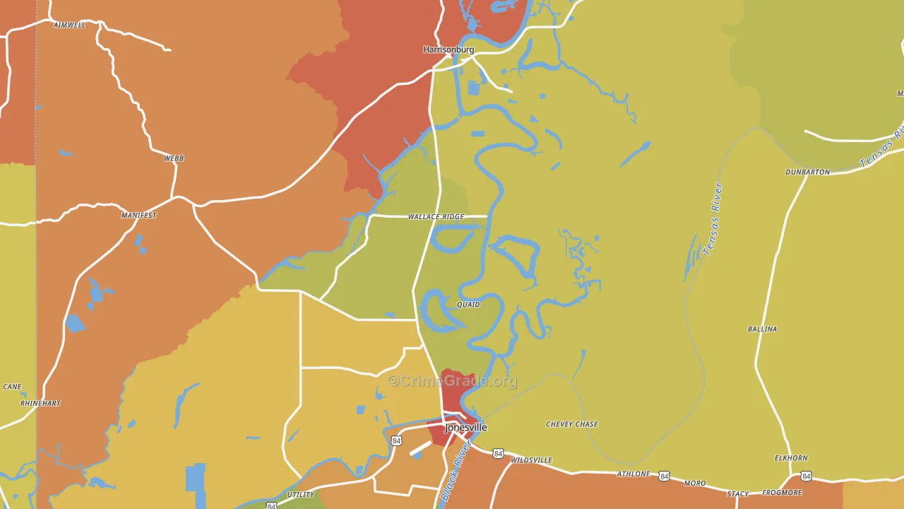 Catahoula Parish, LA Map of Assault Rates