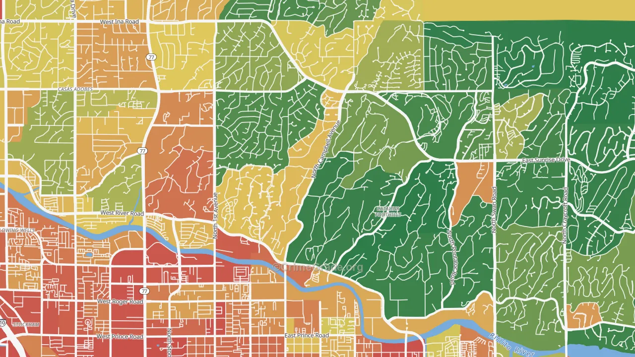 Catalina Foothills Estates, Catalina Foothills, AZ Map of Assault Rates