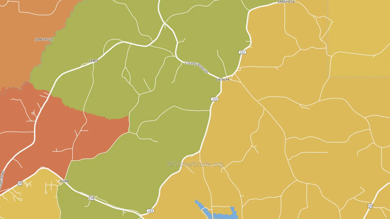 Catalpa, AL Map of Assault Rates