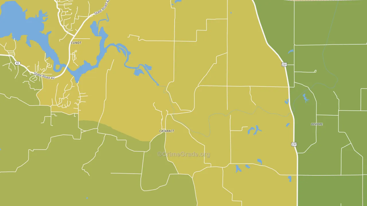 Cataract, IN Map of Assault Rates