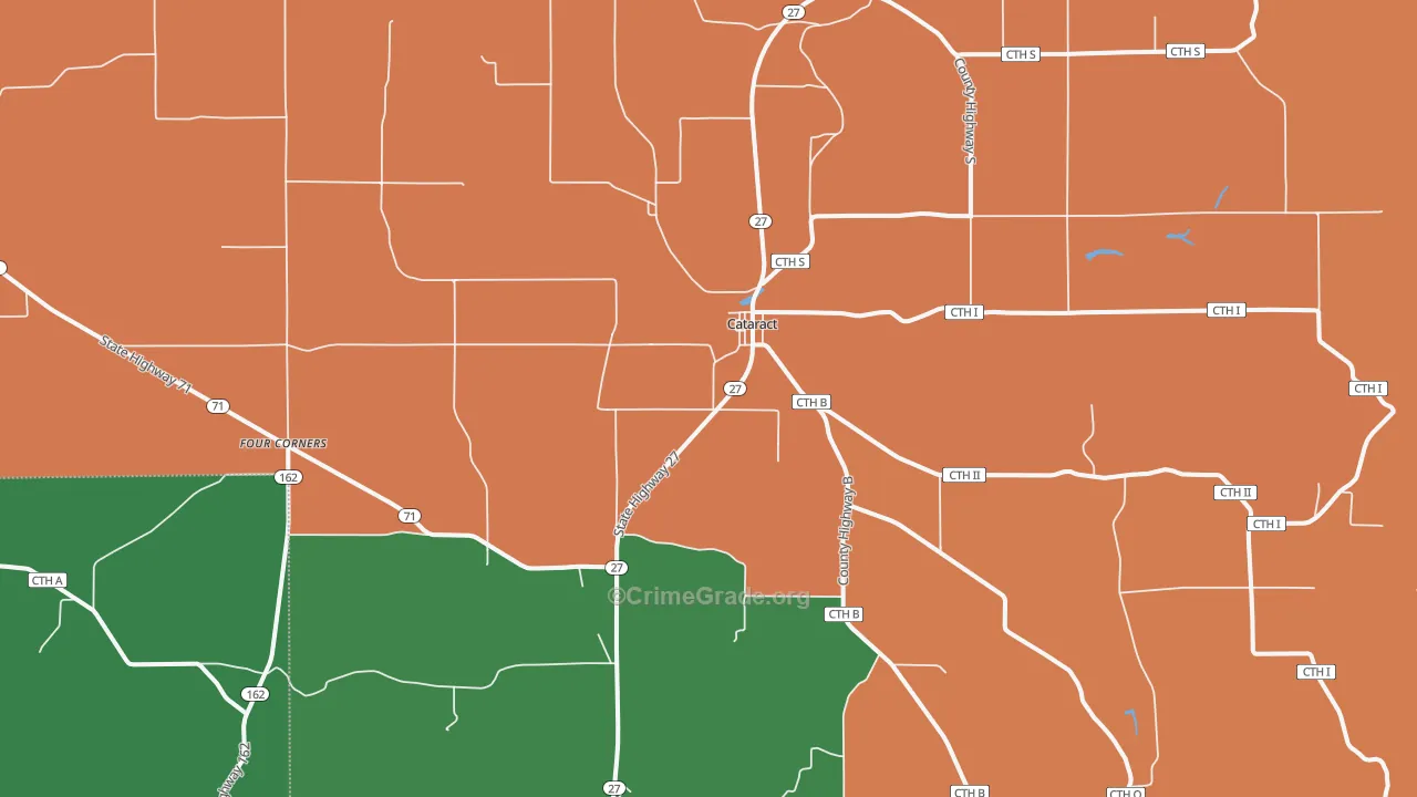 Cataract, WI Map of Assault Rates