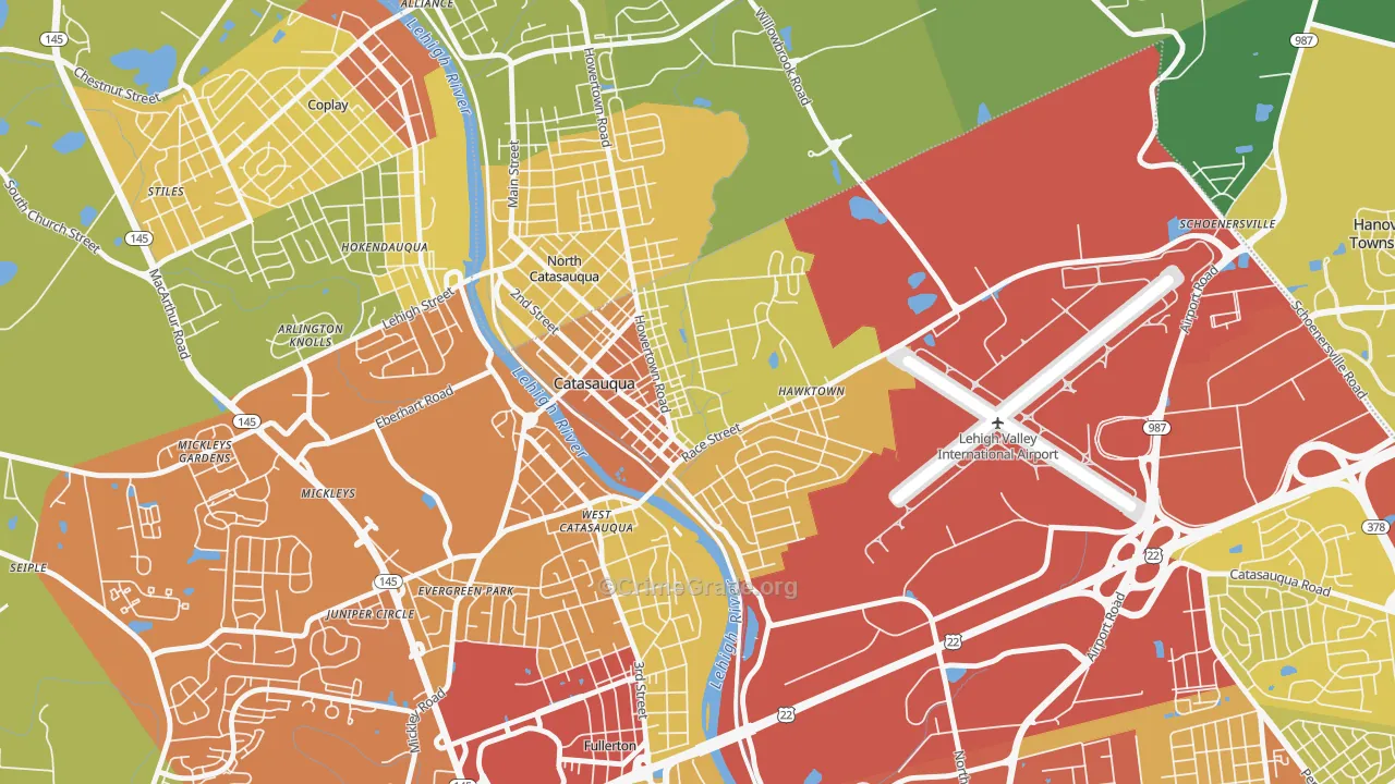 Catasauqua, PA Map of Assault Rates